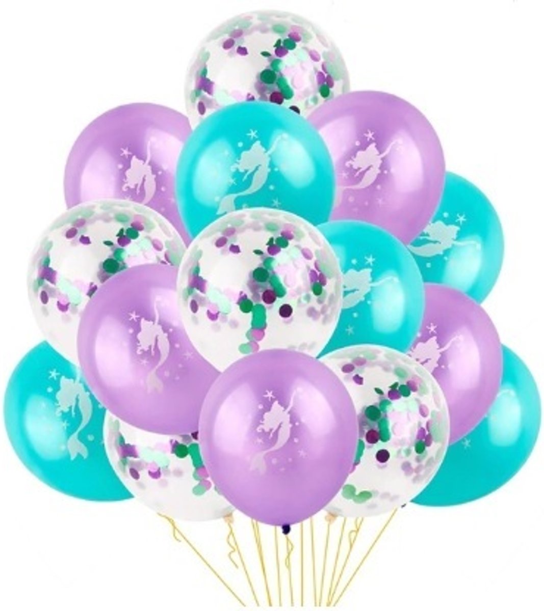 Zeemermin Ballonnen Set | Mermaid Ballonnen Set | Latex Confetti Ballonnen |15 stuks | Kinderfeestje | Thema Feest